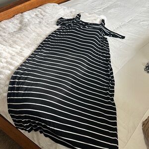 Chic Black and White Striped Maxi Dress